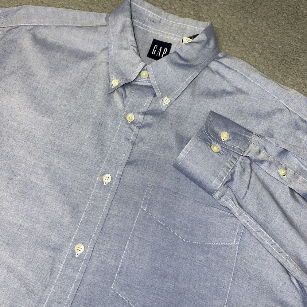 VTG Gap Shirt Men's Size M Blue Long Sleeve OCBD Oxford Cotton Button Down Y2K